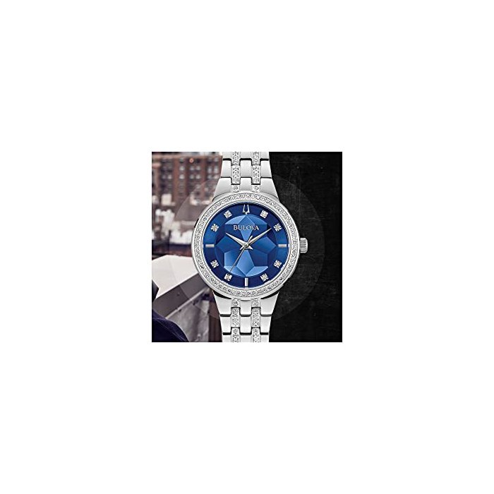 Bulova Crystal Quartz Ladies Watch, Stainless Steel , Silver-Tone (Model: 96L276)