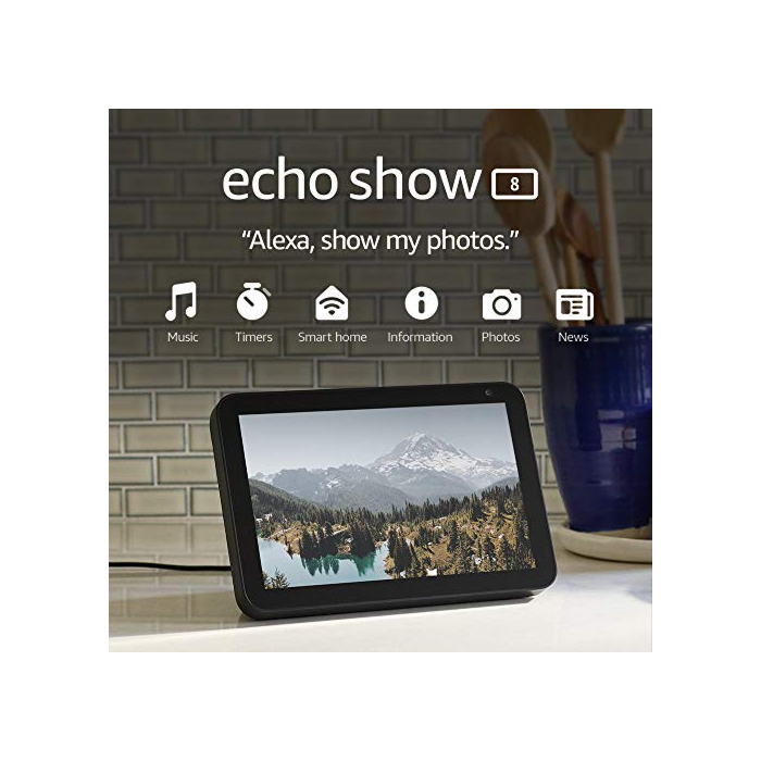 Echo Show 8 (1st Gen, 2019 release) -- HD smart display with Alexa – Unlimited Cloud Photo Storage – Digital Photo Display - Charcoal