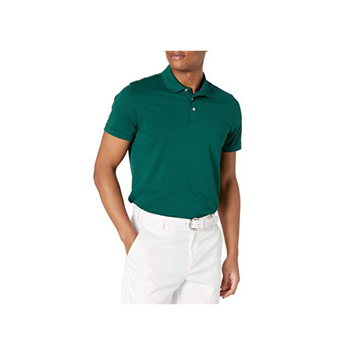 Amazon Essentials Men's Slim-Fit Quick-Dry Golf Polo Shirt, Forest Green, X-Small