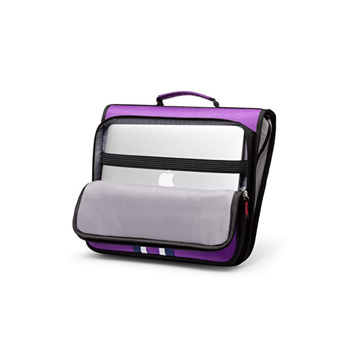 Kinbashi 2-Inch 3 Rings Zipper Binder, Holds 15-Inch Laptop, Handle and Shoulder Strap Included, Purple