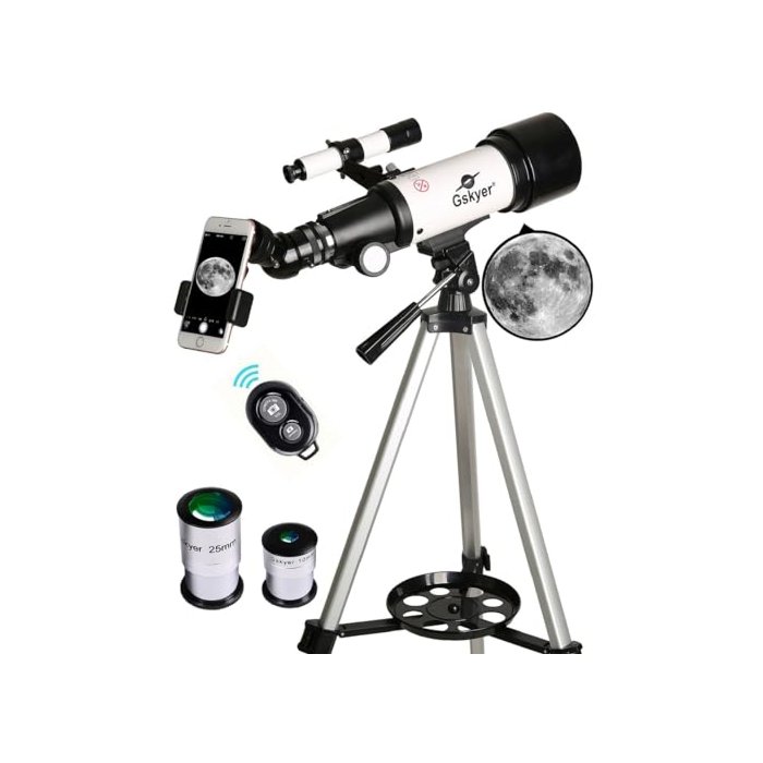 Gskyer Telescope, 70mm Aperture 400mm AZ Mount Astronomical Refracting Telescope for Kids Beginners - Travel Telescope with Carry Bag, Phone Adapter and Wireless Remote.