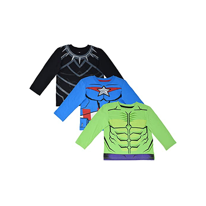 Marvel Avengers Black Panther Captain America Hulk Little Boys 3 Pack Long Sleeve T-Shirt 6