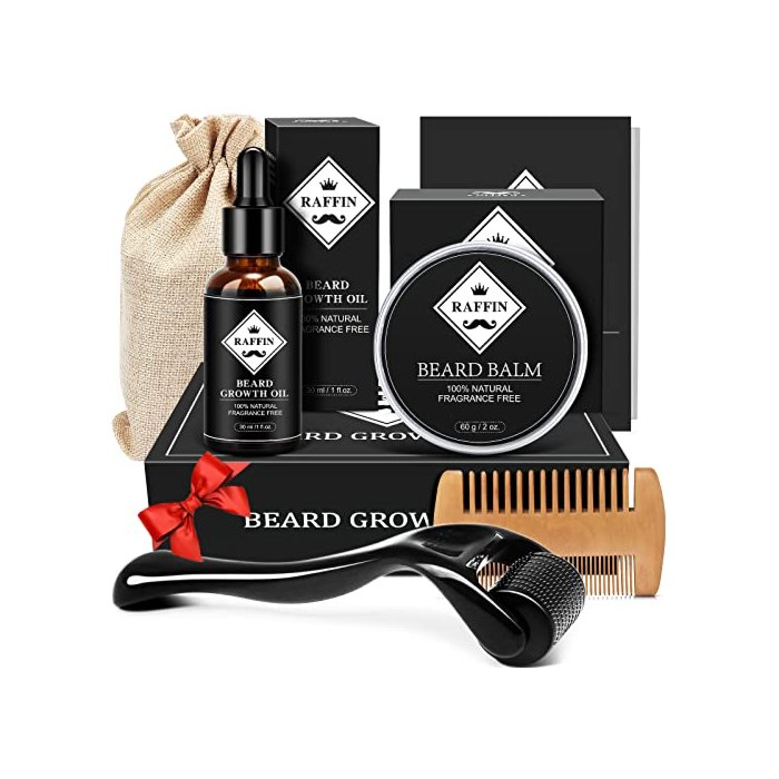 Beard Growth Kit - Derma Roller for Beard Growth, Beard Kit with Beard Roller, Beard Growth Oil, Beard Balm, Beard Comb, Patchy Beard Growth - Fathers Gifts for Dad - Gifts for Men Husband Boyfriend