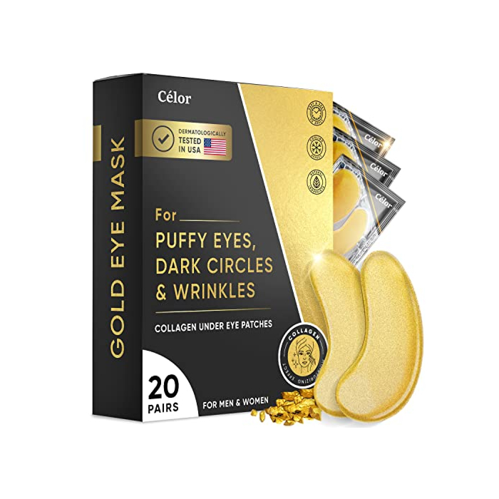 Under Eye Patches (20 Pairs) - Gold Under Eye Mask Amino Acid & Collagen, Under Eye Mask for Face Care, Eye Masks for Dark Circles and Puffiness, Under Eye Masks for Beauty & Personal Care