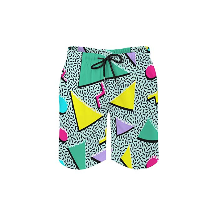 Retro 80S Or 90S Beach Shorts for Men, Quick Dry with Mesh Lining and Pockets (Retro 80S Or 90S, Large)