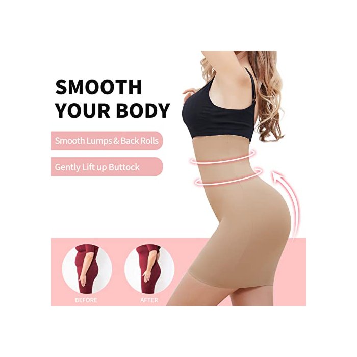 Half Slips for Women Under Dress High Waist Light Tummy Control Shapewear Slip Slimming Body Shaper Beige