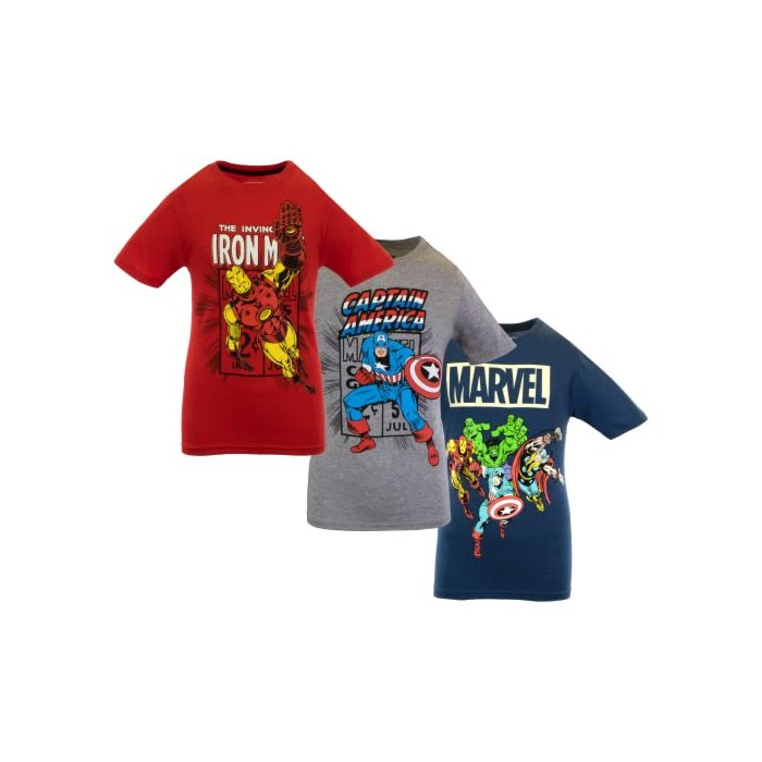 Marvel Avengers and Spider-Man T-Shirt 3 Pack for Boys, Boys Characters 3-Pack Bundle of Tees (The Avengers, Size 14/16)