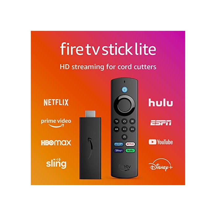 Fire TV Stick Lite with latest Alexa Voice Remote Lite (no TV controls), HD streaming device