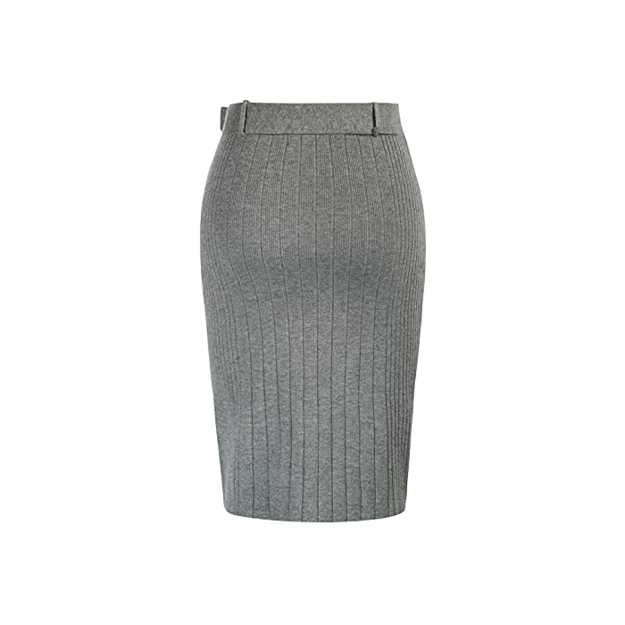 GRACE KARIN Womens Slim Fit Bodycon Knee Length Skirt Stretchy Office Pencil Skirts Grey L