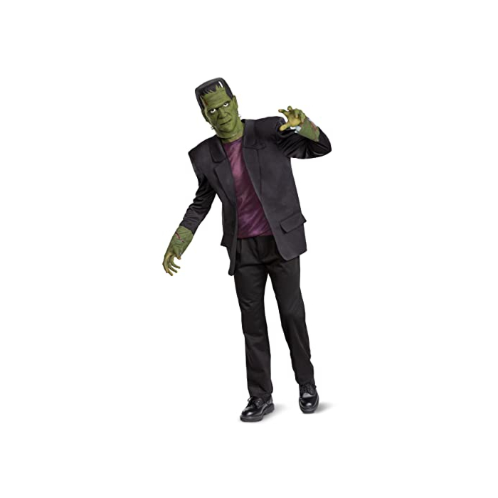 Adult Deluxe Frankenstein Costume with Green Skin & Bolt-Neck