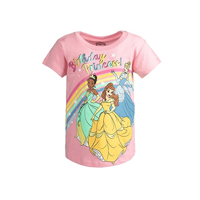 Disney Beauty and The Beast Princess Belle Cinderella Tiana Big Girls T-Shirt 10-12 Pink