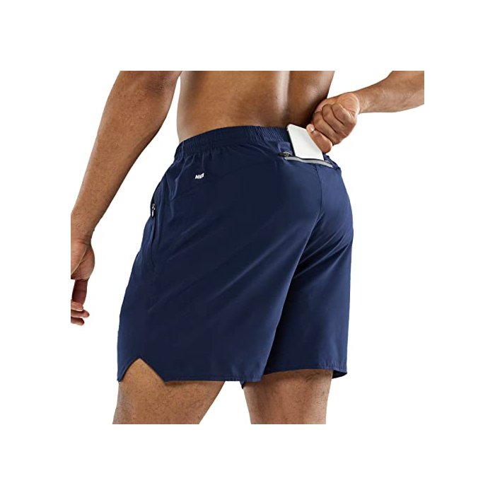 MIER Men's Training Shorts 5 Inch Stretchy Active Shorts, Elastic Waist, Navy, M