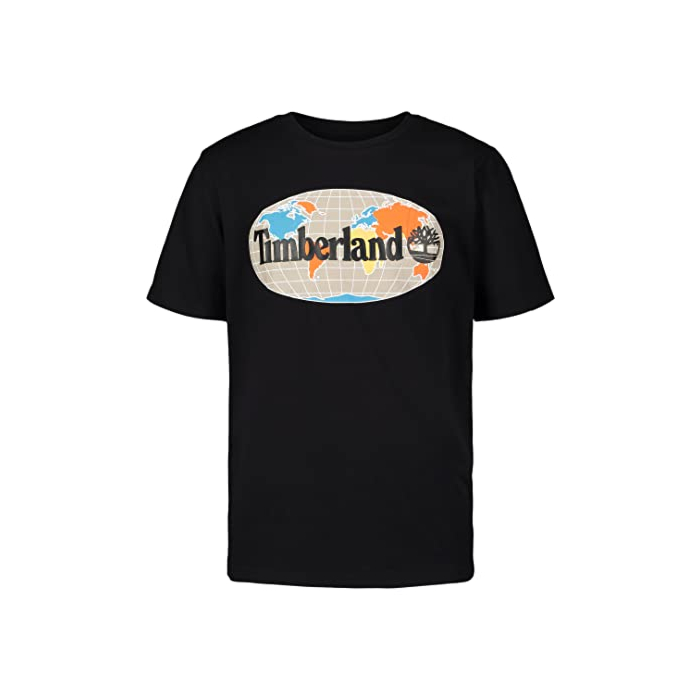 Timberland Boys' Big Short Sleeve Graphic T-Shirt, 09 Black 22, 8