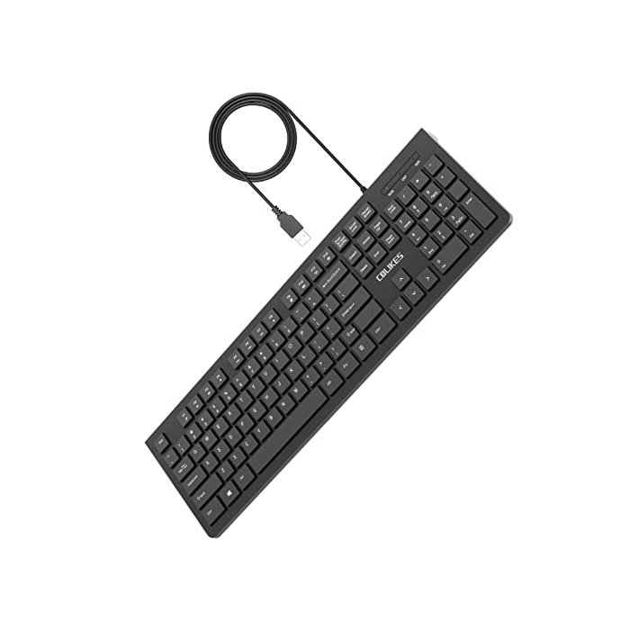 Computer Keyboard Wired, Plug Play USB Keyboard, Low Profile Chiclet Keys, Large Number Pad, Caps Indicators, Foldable Stands, Spill-Resistant, Anti-Wear Letters for Windows Mac PC Laptop, Full Size