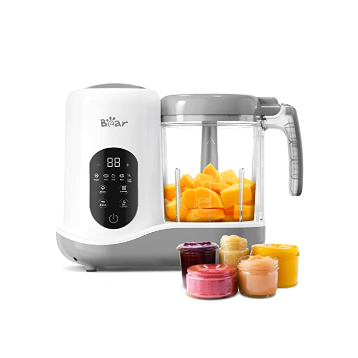 BEAR 2024 Baby Food Maker | One Step Baby Food Processor Steamer Puree Blender | Auto Cooking & Grinding | Baby Food Puree Maker with Self Cleans | Touch Screen Control, White