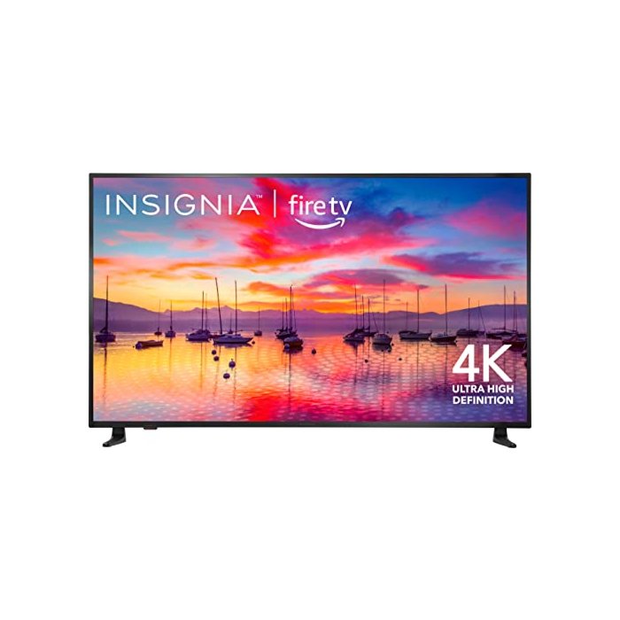  Insignia 43-inch Class F30 Series Smart Fire TV displaying a movie scene in stunning 4K resolution.