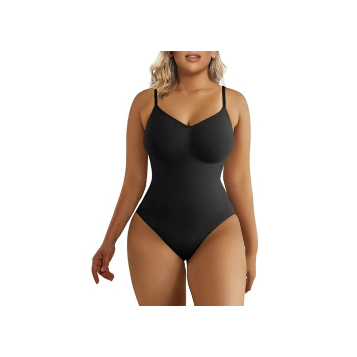 SHAPERX Women's Shapewear Bodysuit Tummy Control Body Shaper Seamless Sculpting Snatched Waist Body Suit,SZ5215-Black-XXS/XS