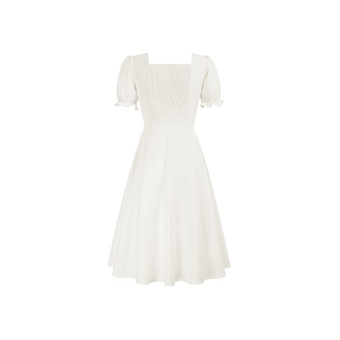 Belle Poque 1950s Vintage Dresses for Women Sleeveless White Flowy Dress with Sleeves, XL