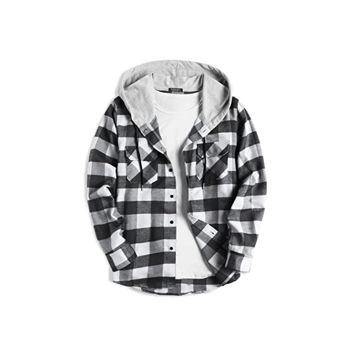 COOFANDY Men's Fashion Hoodies & Sweatshirts Button Up Checkered Shirt Lightweight Jackets