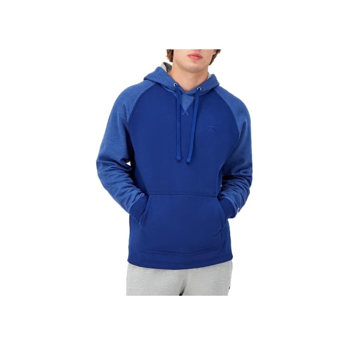 Champion Mens Hoodie, Powerblend, Fleece Comfortable Sweatshirt For (Reg. Or Big & Tall) Athletic-hoodies, Jewel Sapphire Stripe C Logo, Large US