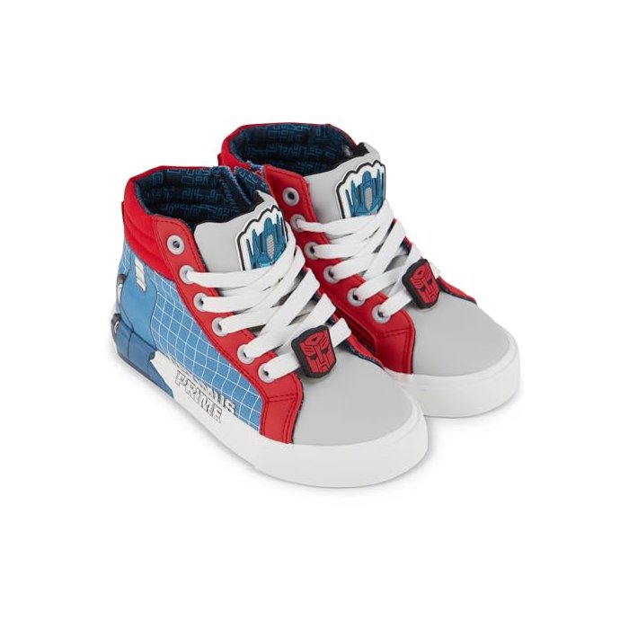 Transformers Boys High Top Sneaker - Optimus Prime Shoes - Optimus Prime, Megatron, Bumblebee Lace Up High Top Sneaker (Royal Red, 12)