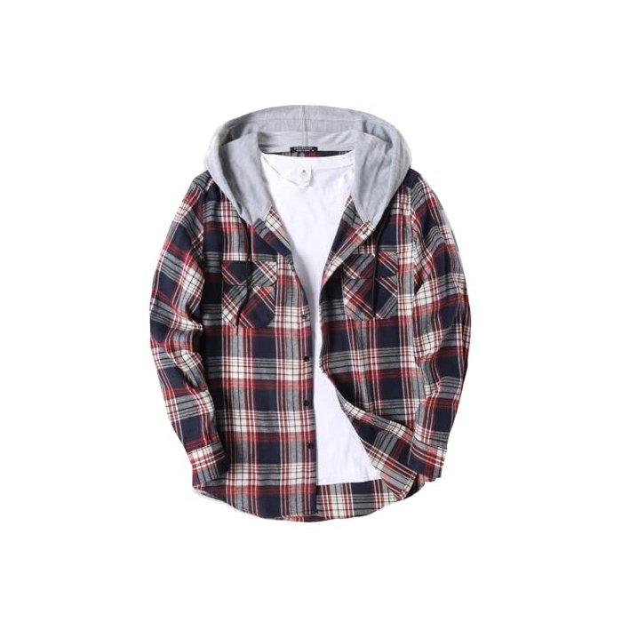 COOFANDY Men's Plaid Hooded Shirt Casual Shacket Jacket Long Sleeve Flannel Shirt Flannel Jacket