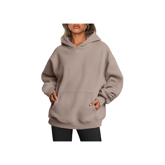 Trendy Queen Womens Oversized Hoodies Fleece Sweatshirts Long Sleeve Sweaters Pullover Fall Outfits CoffeeGrey XS