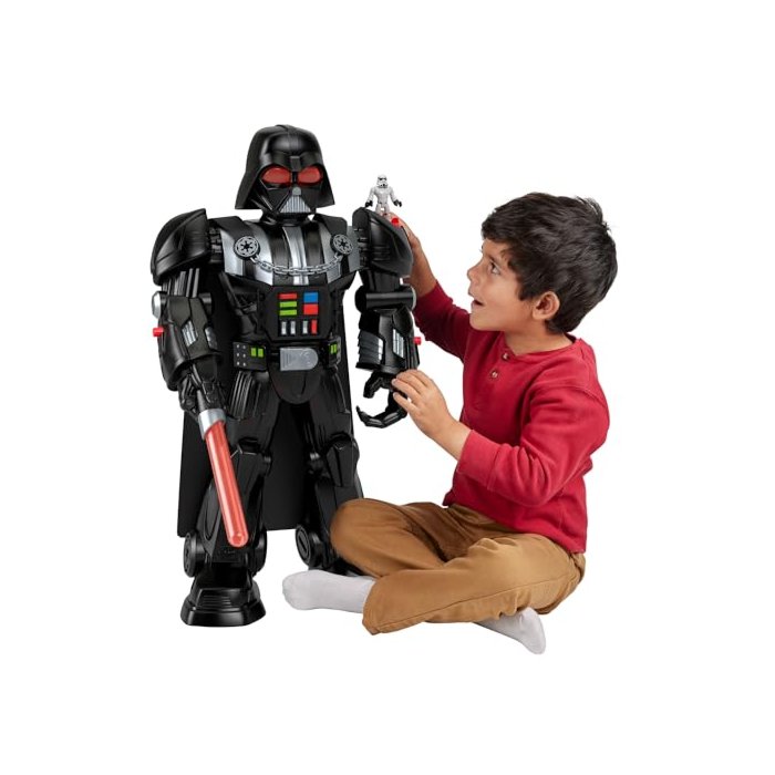 Fisher-Price Imaginext Star Wars Darth Vader Bot 2+ Ft Tall Toy, Lights Sounds & Stormtrooper Metal Character Key for Kids Ages 3+ Years