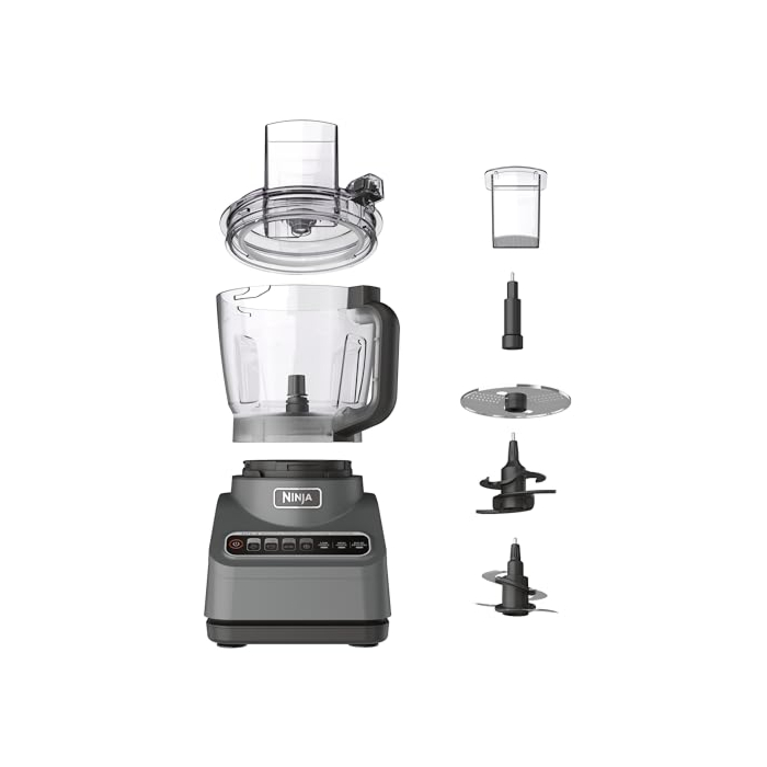 Ninja BN601 Professional Plus Food Processor, 1000 Peak Watts, 4 Functions for Chopping, Slicing, Purees & Dough with 9-Cup Processor Bowl, 3 Blades, Food Chute & Pusher, Silver