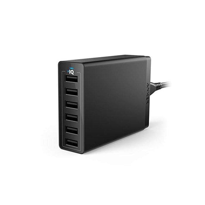 Anker Charger, 60W 6 Port Charging Station, PowerPort 6 Multi USB Charger for iPhone 15/Pro/Pro Max/14/13, iPad Pro/Air/Mini, Galaxy S23/S22/S21, Note 20 Ultra, LG, HTC, and More