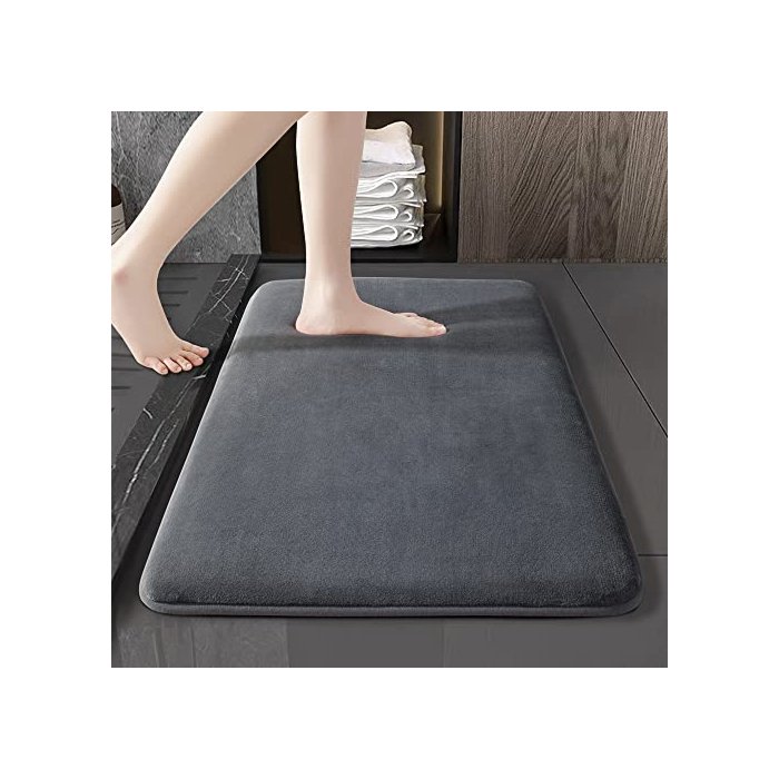 SONORO KATE Rugs, Ultra Absorbent & Non-Slip Memory Foam, Machine Washable, Soft Velvet Bath Mats, Easier to Dry for Bathroom Floor (17"×24", Dark Grey)