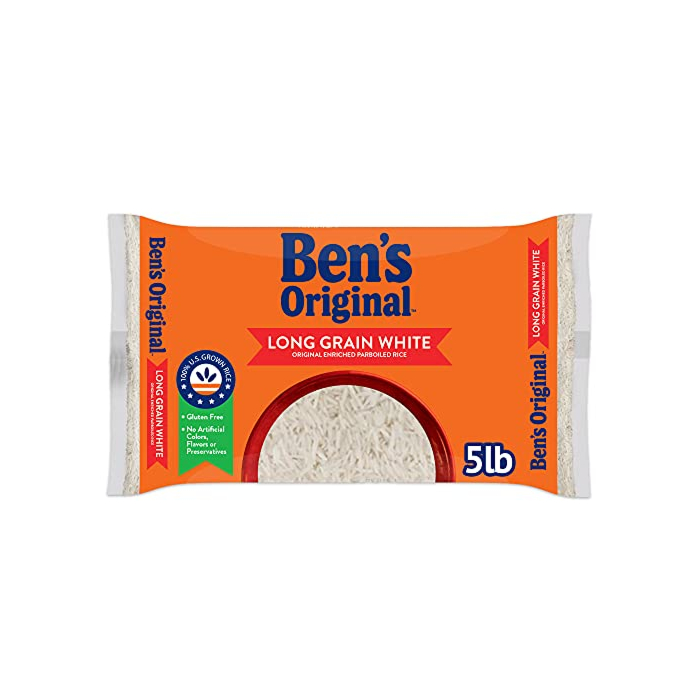 BEN'S ORIGINAL Enriched Long Grain White Rice, Parboiled Rice, 5 lb Bag