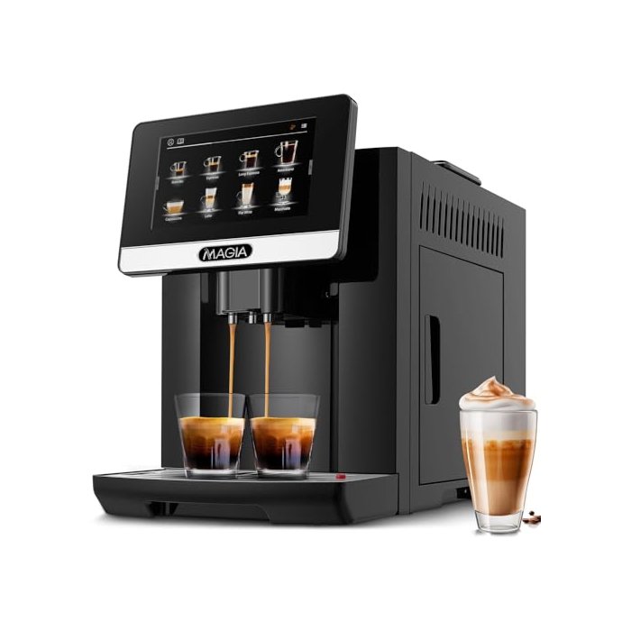 Zulay Magia Fully Automatic Espresso Machine With Grinder - 19 Customizable Coffee Options - Auto-Cleaning For Easy Maintenance - Milk-Foam System For Latte, Cappuccino, Macchiato - New Silver