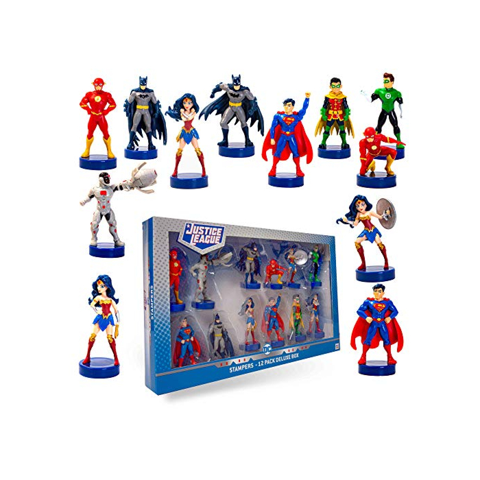 Justice League Toppers, 12-Pack – DC Toys, Stampers, Action Figures – Batman, Wonder Woman, Superman, Robin, The Flash, and More by PMI, 2.4 in, Ages 3+