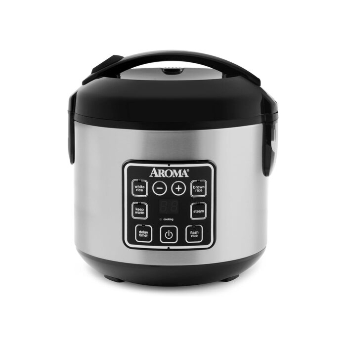 Close-up of the digital display panel of an Aroma Digital Rice Cooker - Transparent Background