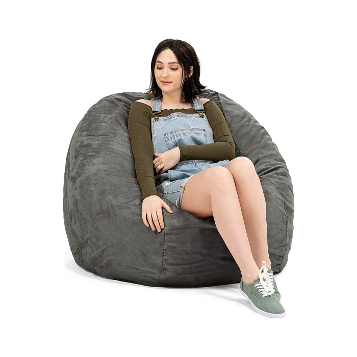 Jaxx Saxx 4 Ft Plush Round Bean Bag, 4-Foot, Microsuede Charcoal