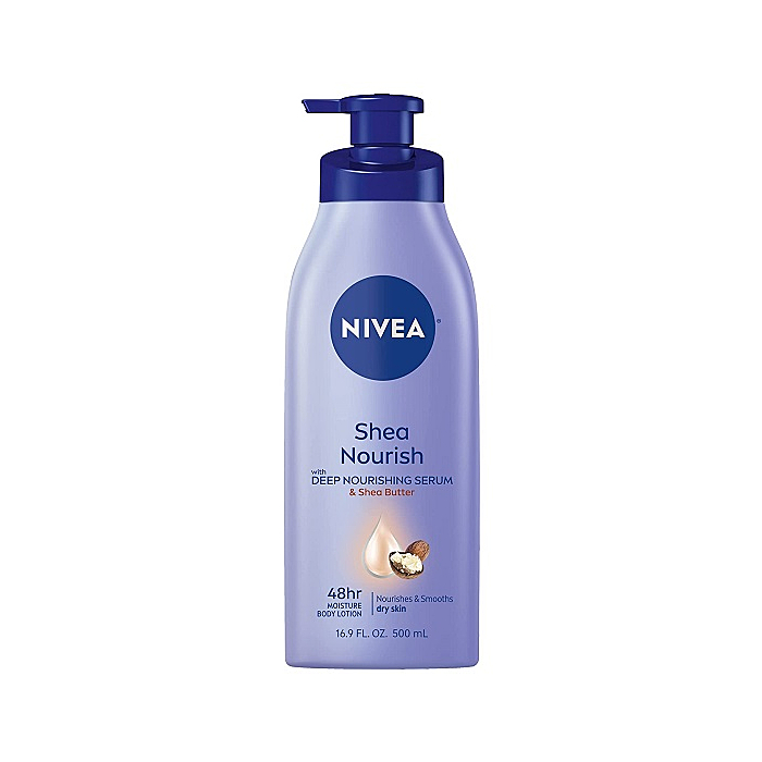 NIVEA Shea Nourish Body Lotion, Dry Skin Lotion with Shea Butter, 16.9 Fl Oz Pump Bottle