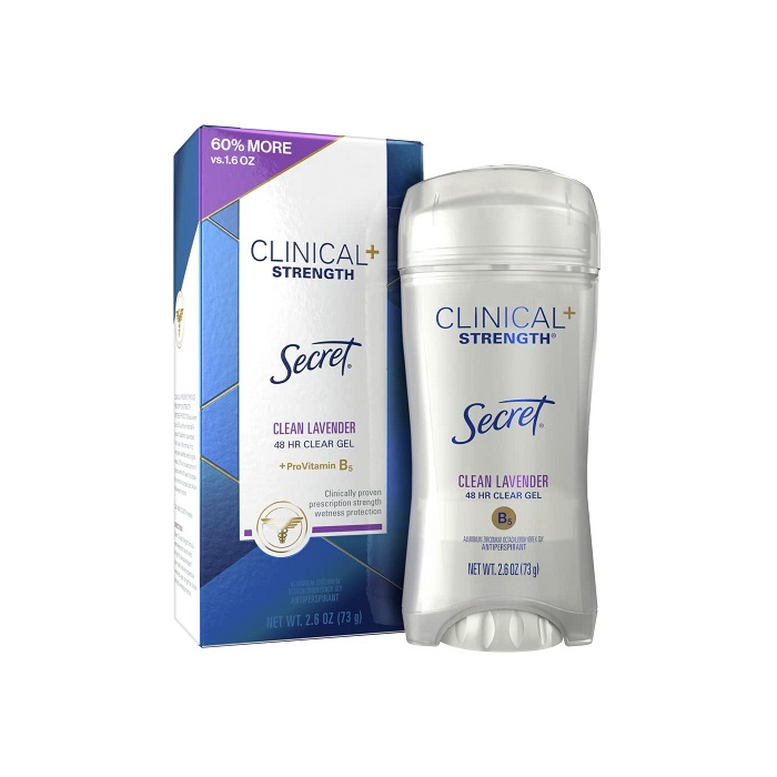 Secret Antiperspirant Clinical Strength Deodorant for Women, Clear Gel, Clean Lavender, 2.6 Oz