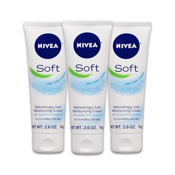 NIVEA Soft, Refreshingly Soft Moisturizing Cream, Body Cream, Face Cream, and Hand Cream, 3 Pack of 2.6 Oz Tubes