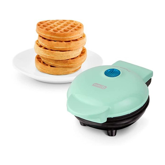 DASH DMW001AQ Mini Maker for Individual Waffles, Hash Browns, Keto Chaffles with Easy to Clean, Non-Stick Surfaces, 4 Inch, Aqua