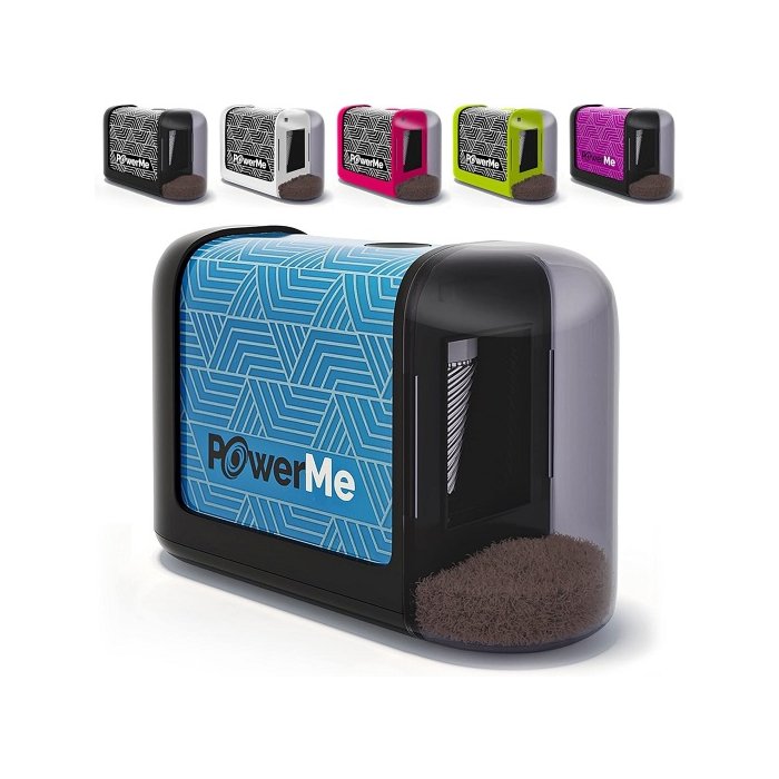 Compact and portable battery-operated electric pencil sharpener.