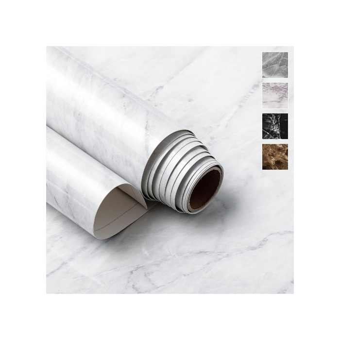 Marble Peel and Stick Wallpaper (39" x 118", High-Gloss, White) Self-Adhesive Renter