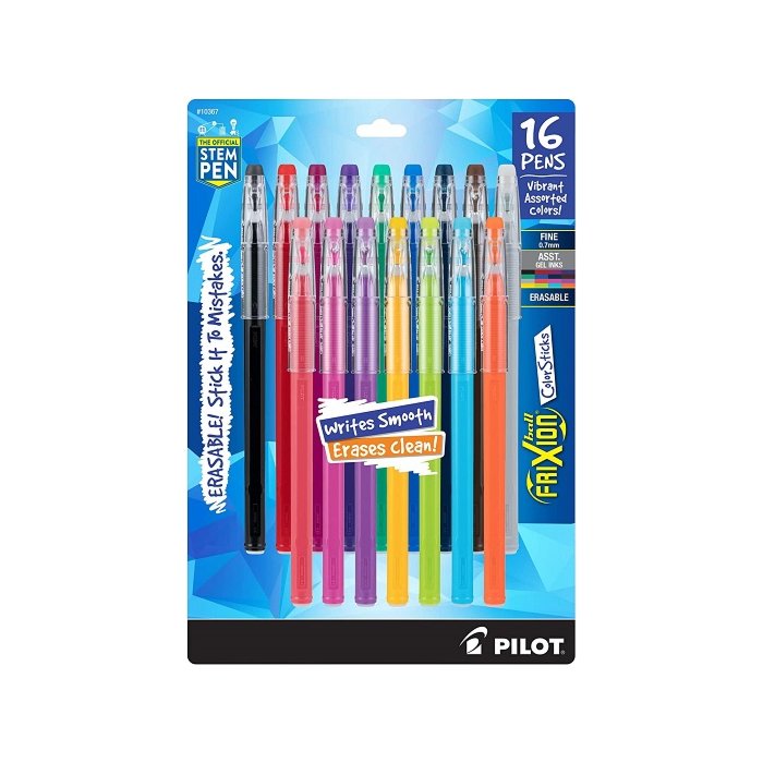 PILOT FriXion ColorSticks Erasable Gel Ink Stick Pens, Fine Point, Assorted Color Inks, 16-Pack (10367)