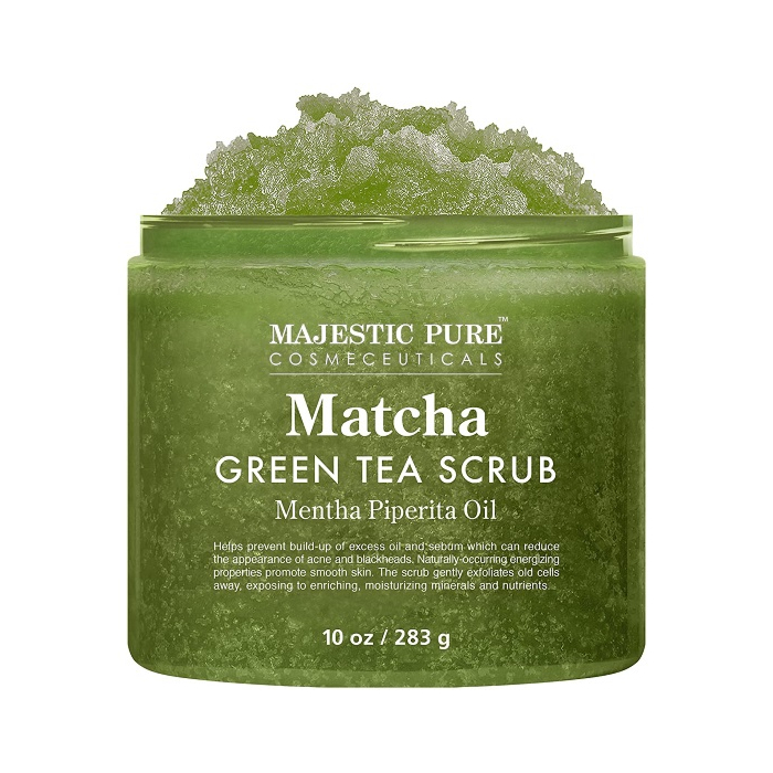 Matcha Green Tea Body Scrub for All Natural Skin Care - Exfoliating Multi Purpose Body and Facial Scrub Moisturizes and Nourishes Face and Skin - 10 oz - Great Gift for Her