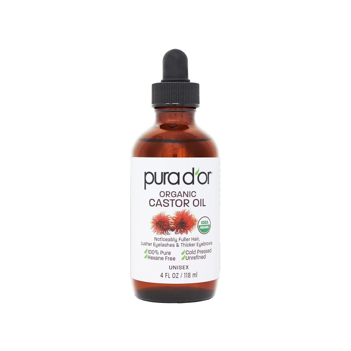 PURA D'OR Organic Castor Oil for Eyelash and Eyebrow Growth