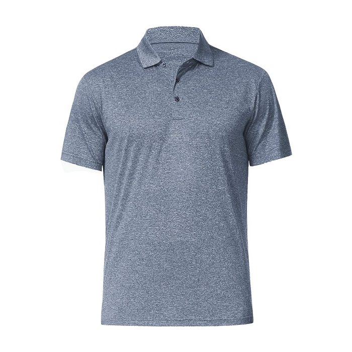 Men's Athletic Golf Polo Shirts, Dry Fit Short Sleeve Workout Shirt (M, Pewter)