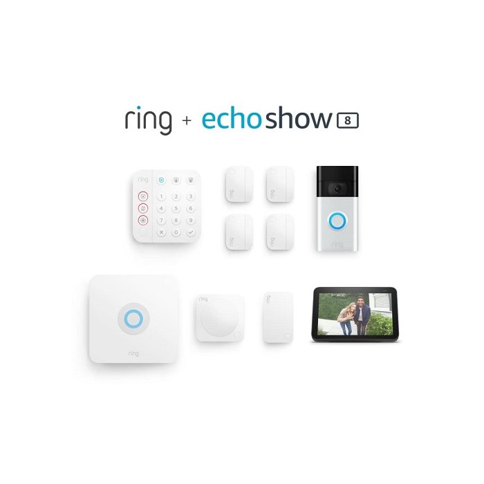 Ring Alarm 8-Piece Kit (2nd Gen) with security sensors and base station