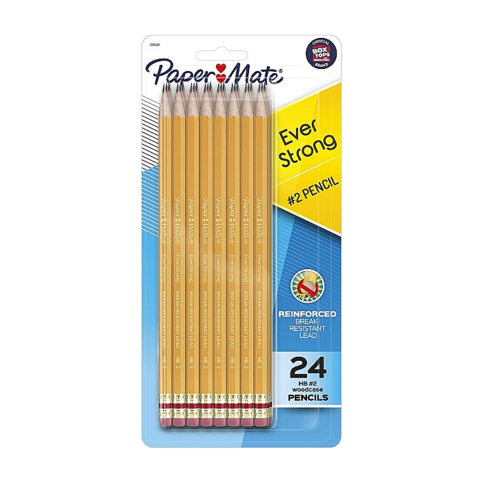 Paper Mate EverStrong #2 Pencils, Reinforced, Break-Resistant Lead When Writing, 24-Pack