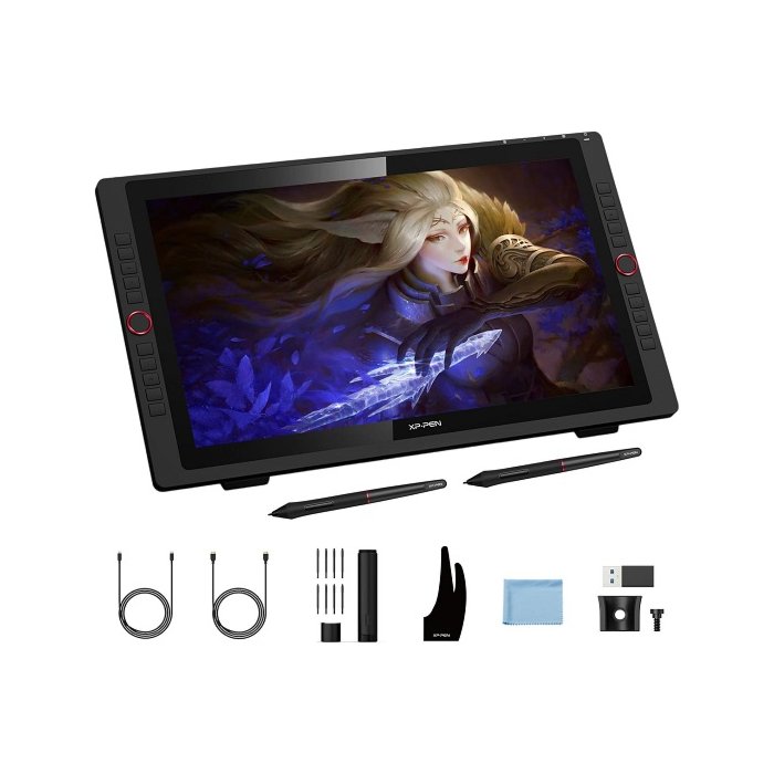 XPPen Artist 24 Pro drawing tablet with a 23.8-inch 2.5K QHD display on a sleek adjustable stand.