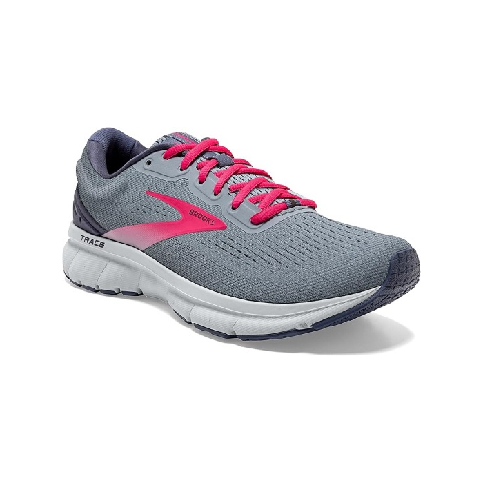 Brooks Women's Trace Neutral Running Shoe in Grey, Nightshadow, Raspberry color